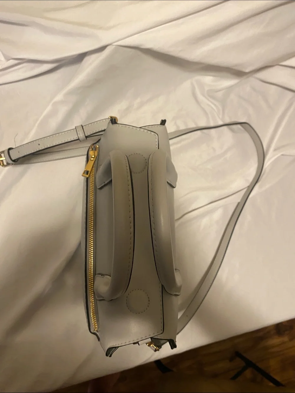 Classic Structured Satchel Bag in Light Gray